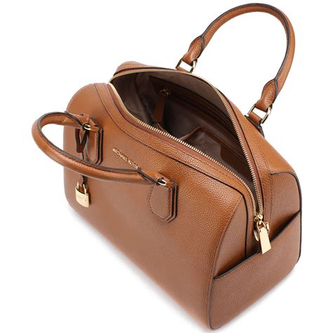 michael michael kors mercer leather medium duffle brown|Michael Kors Mercer Pebbled Leather Duffel Bag .